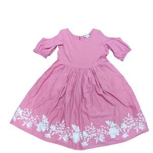 Chasing Fireflies Kids Dress Girls Cold Shoulder Floral Embroidered Sz L 10-12